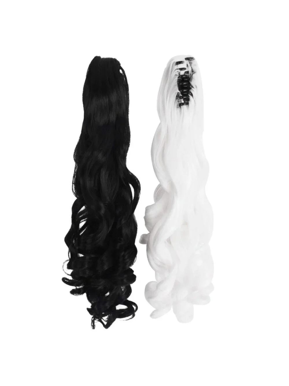 Women's White Black Synthetic Lolita Long Curly Clip On Ponytails Cosplay Wigs